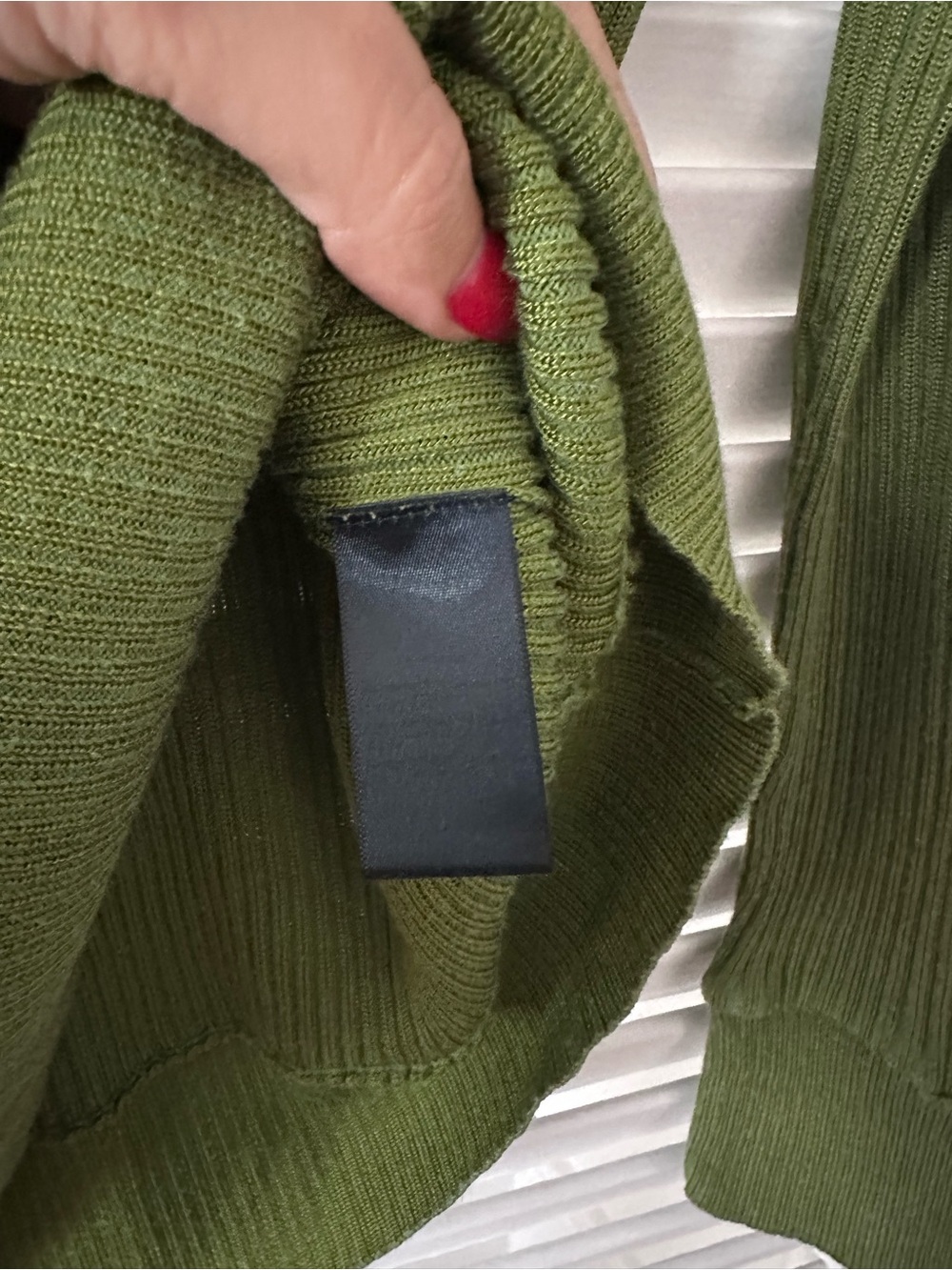 OTD (On This Day) Ribbed Poor Boy Knit Crewneck Sweater — Olive Green - Picture 5 of 7